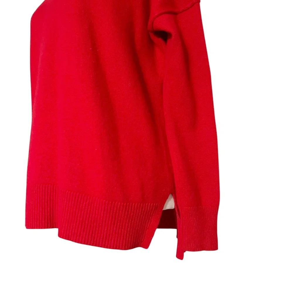 Athleta Perspective Red Wool Cashmere‎ Crew Neck Long Sleeve Relaxed Fit Sweater
